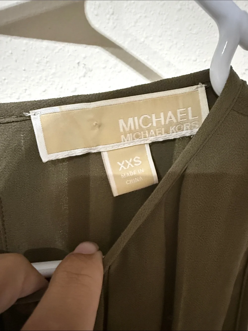 Michael Kors Olive Pleated Sleeveless Mini Dress